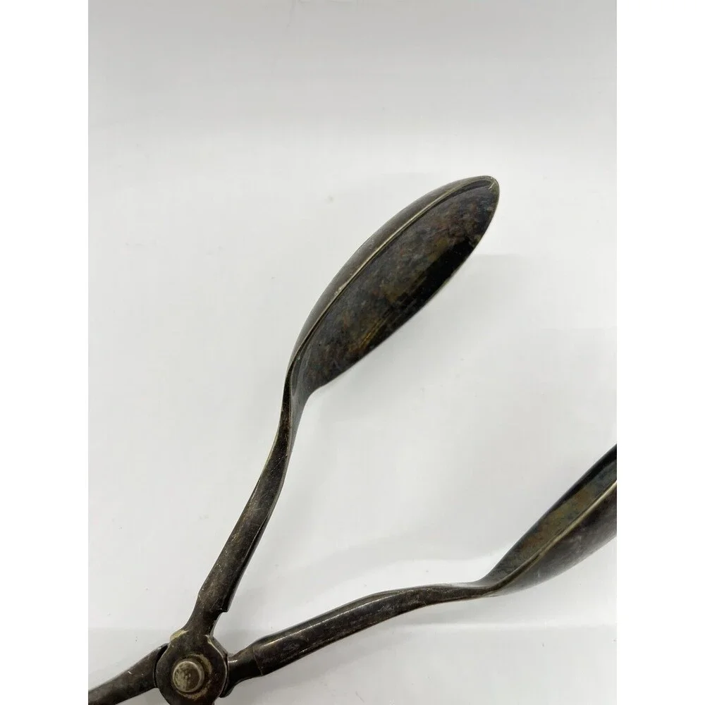 Silver Plated Scissor Style Salad Tongs - N. Bloom And Sons - England
